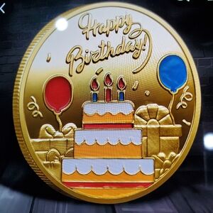 Happy Birthday METAL Coin Clear Case Great Gift for Someone that has Everything